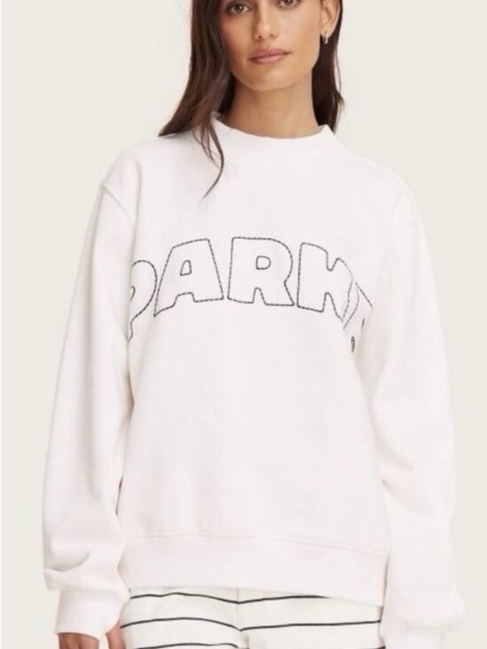 White 'PARKE Embroidered Crewneck Sweatshirt